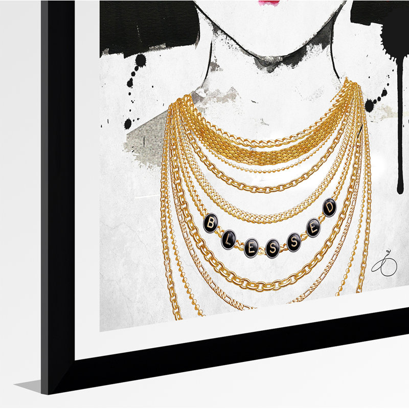 "Blessed Print" par Jodi, impression sur toile, H 39,5 po x l 27,5 po x P 0,75 po, Acrylique avec cadre noir