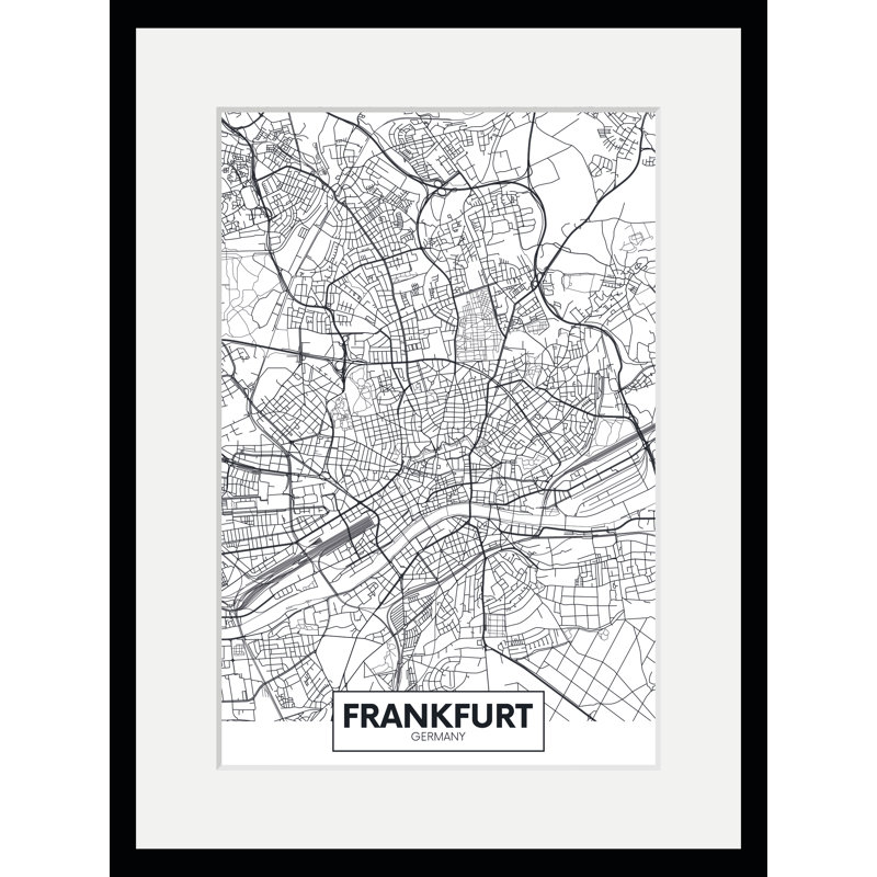 Frankurt Map - Single Picture Frame Print
