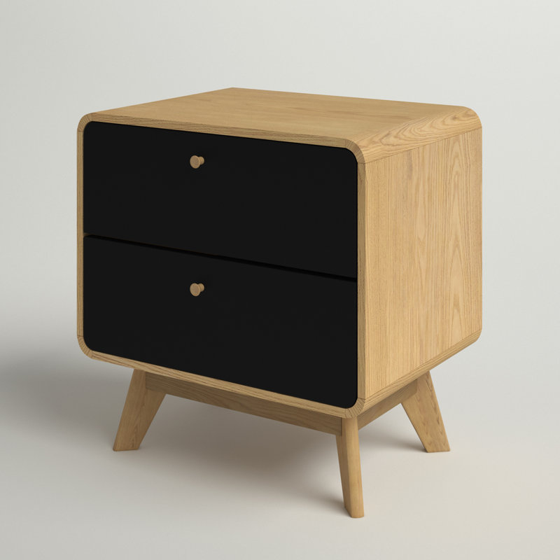 Maja 51cm W Manufactured Wood Bedside Table, Oak/Black