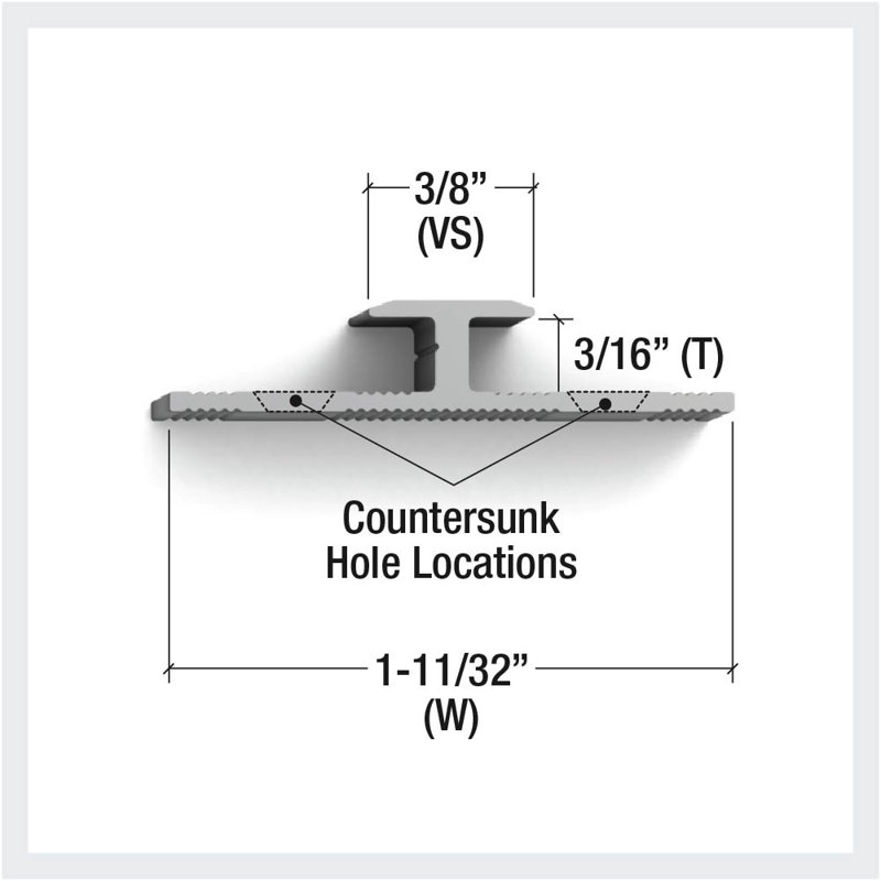 DAB-C045A1-C, moulure en T en aluminium, planchers de 4 à 4,5 mm, fraisée