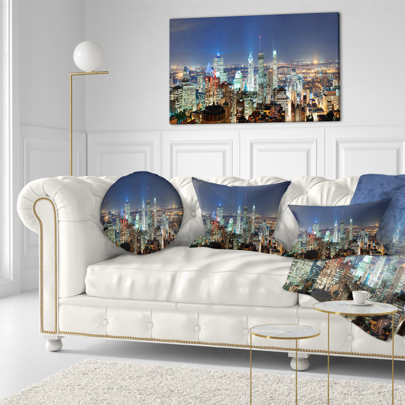Coussin lombaire paysage imprimé Montréal au crépuscule
