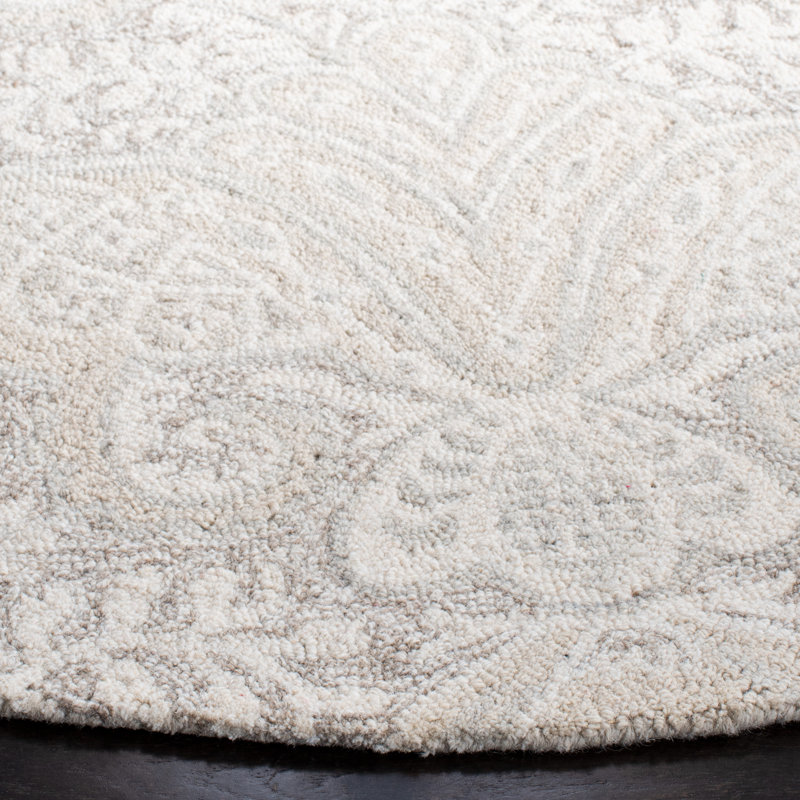 Hively Hand Tufted Wool And Cotton With Latex Ikat Rug, Round 5'