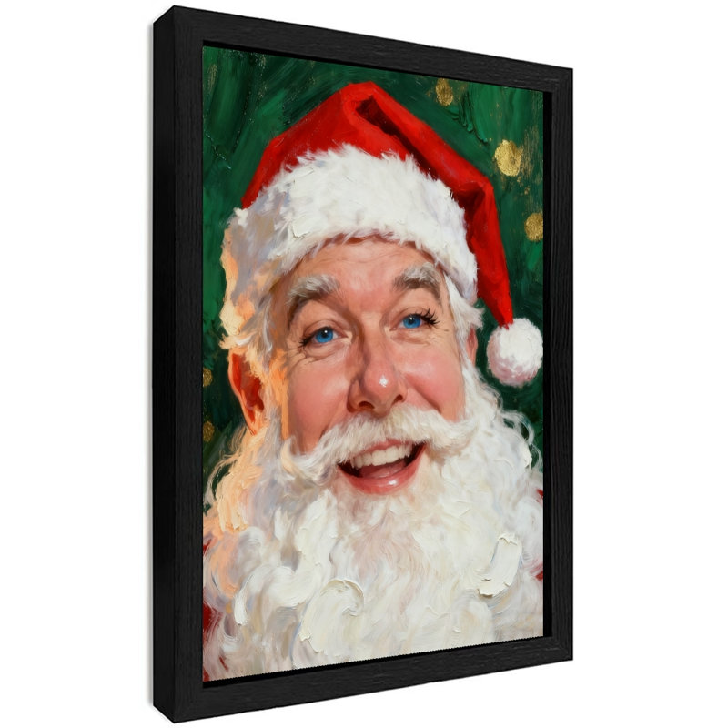 Art mural rétro noir avec père Noël, H 11 po x l 9 po