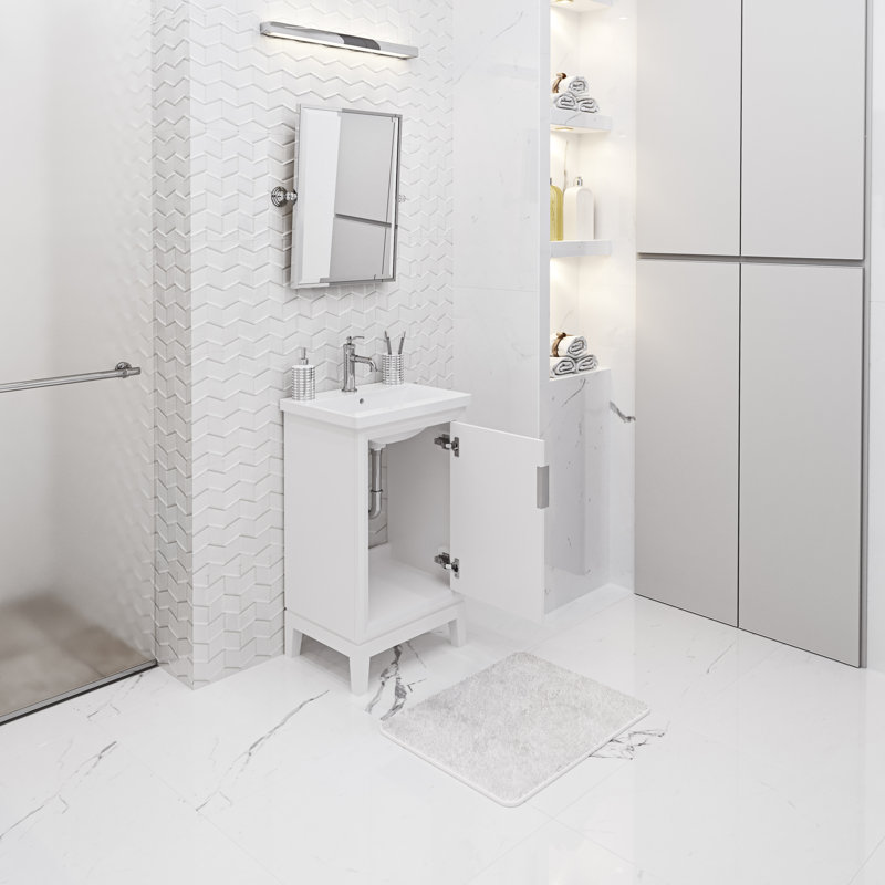 Ensemble de meuble-lavabo simple 21 po Finkbeiner, Blanc pur, Argent argent