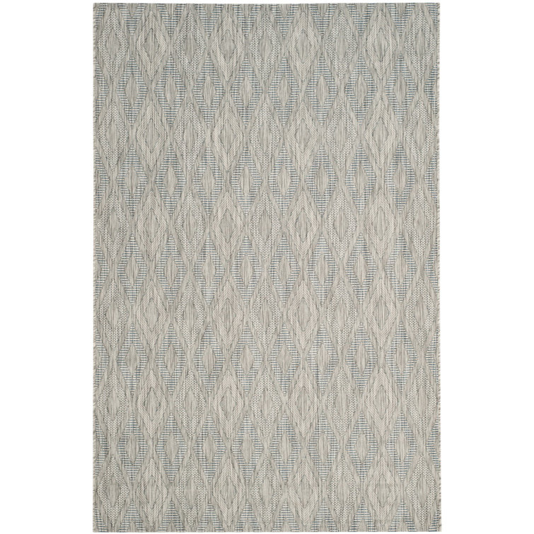 Geometric Gray/Wheat/Blue Indoor/Outdoor Area Rug