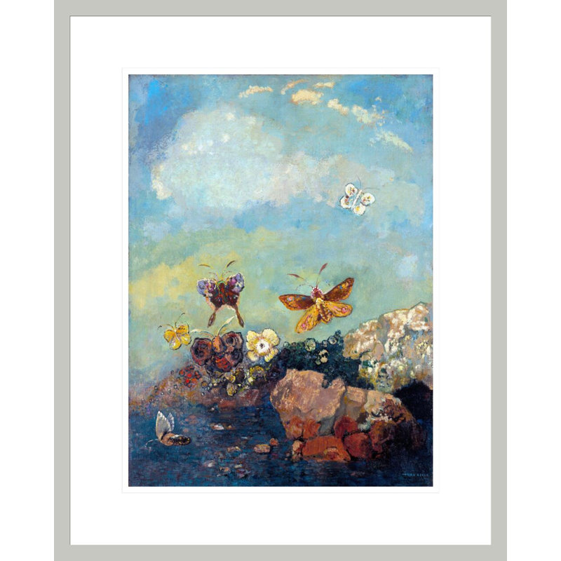 «Butterflies» par Odilon Redon, impression giclée sur cadre, H 21,75 po x l 17,56 po