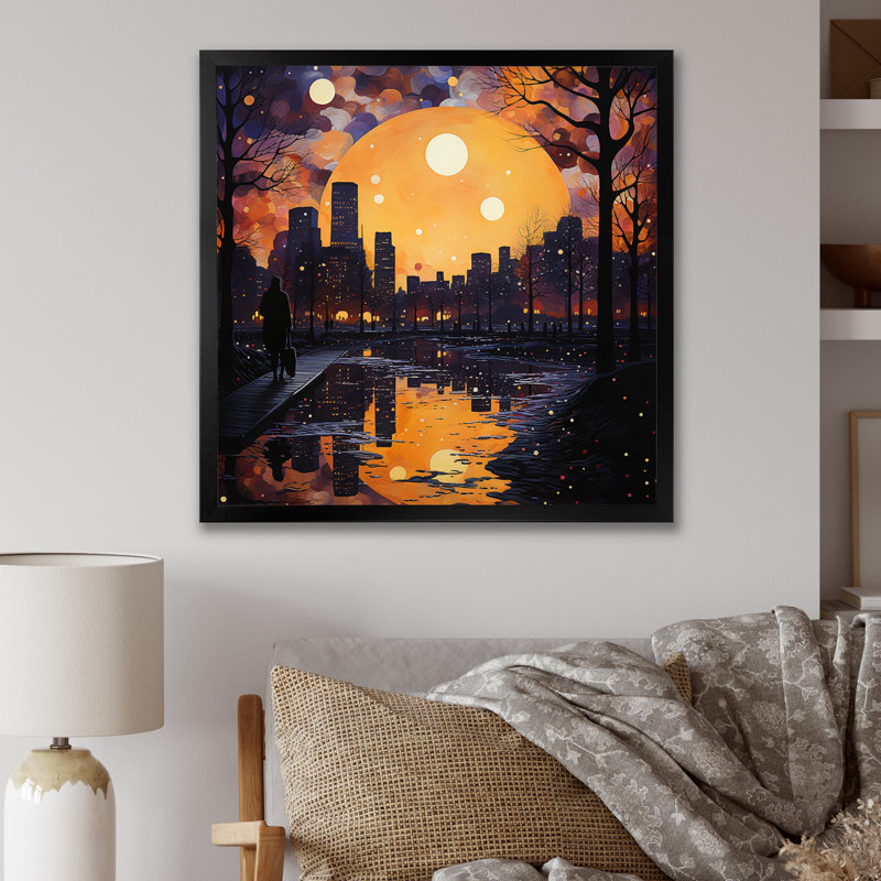 Harlem Renaissance Reflections Pointillism II - impression, Cadre simple noir, H 16 po x l 16 po x P 1 po