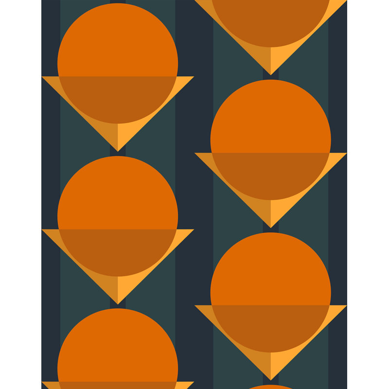 Bauhaus Geometric Wallpaper, Navy