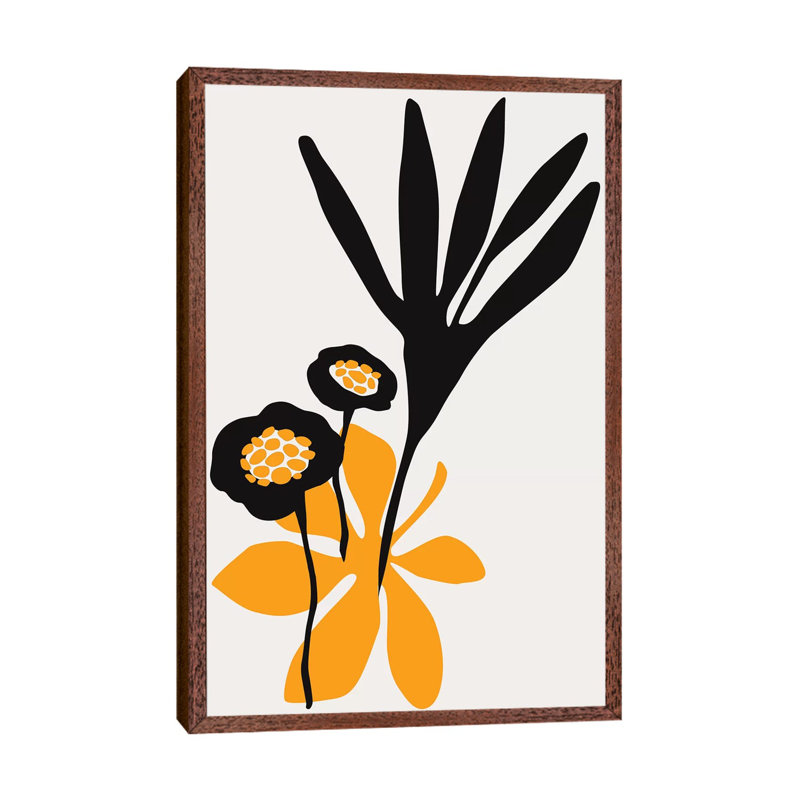 Blossom Beauty - Yellow by Kubistika - Print on Canvas, Classic Brown Wood Floater Framed, 101.6cm H x 66.04cm W x 3.81cm D
