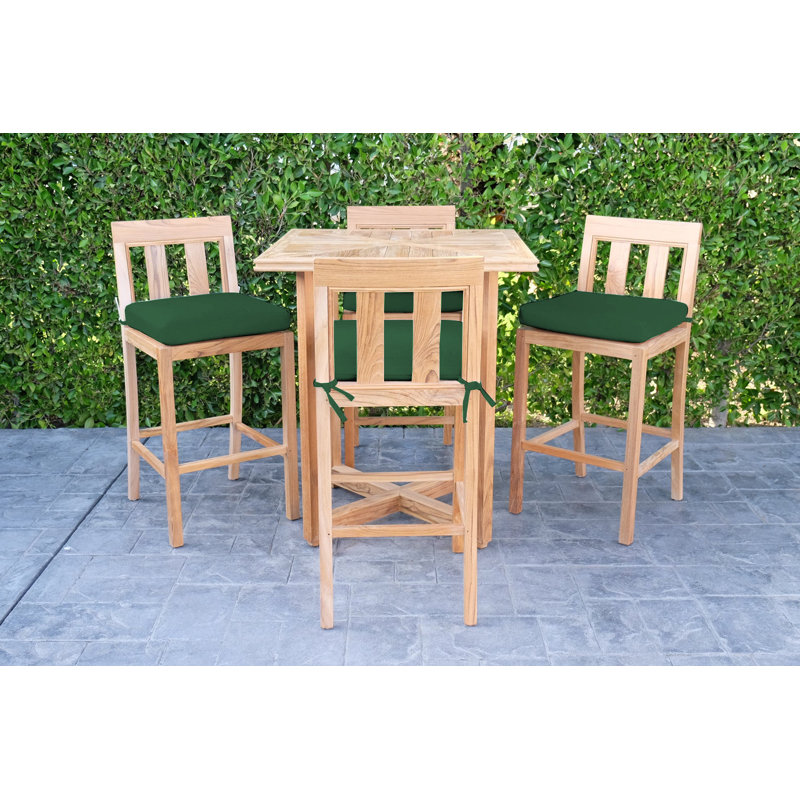 Starlita Teak Bar Set with Stools, Forest Green
