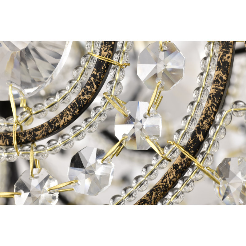 Xanthe Cube Pendant Ceiling Light With Circle Pattern And Crystals - Antique, Bronze