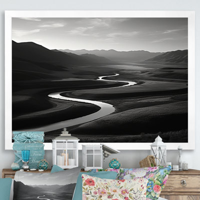 " Black And White Mountain River "