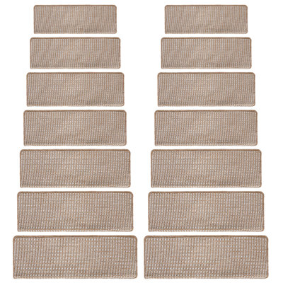 Bullnose Carpet Stair Treads Set Non Slip For Wooden Steps Indoor, 9.5"x30" Extra Wide Bull Nose Carpet Runners For Wood Stairs, Step Covers, Stair Tread Rugs(14pcs,tan)