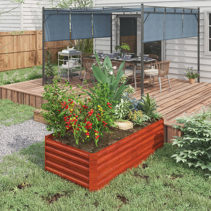 Galvanized Raised Garden Bed 6'X3'x2', Dark Brown. Veggies, Flowers, Herbs Planter. Reinforced, Spacious. Open Bottom, Water-, Easy Installation Steps Brown Planter Bed, 6'X3'x2'. Metal Box For