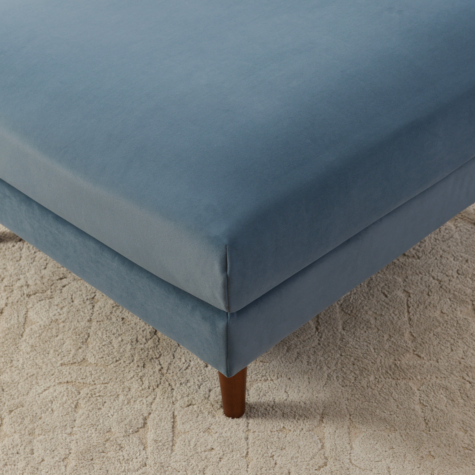 Miller 36" Linen Ottoman, Blue, 19" H x 36" W x 36" D