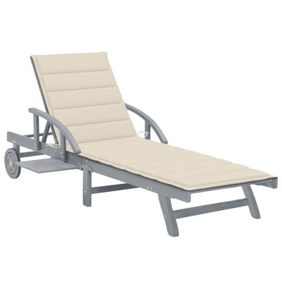 Chaise longue simple en acacia 80 po avec coussins Stanstead