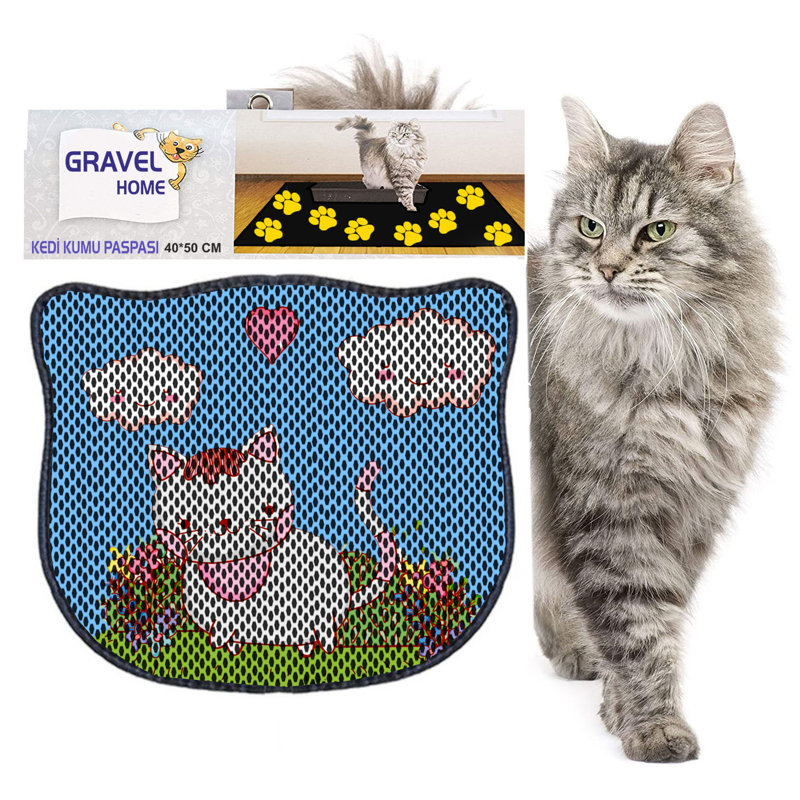 Tapis de litière durable pour chat, 15,7 po x 19,7 po | 50% PVC / 50% polyester, lavable à la machine et passer l'aspirateur | Parfait pour un nettoyage facile, conception antidérapante pour garder votre maison propre et fraîche, idéal pour les propriétaires d'animaux de compagnie