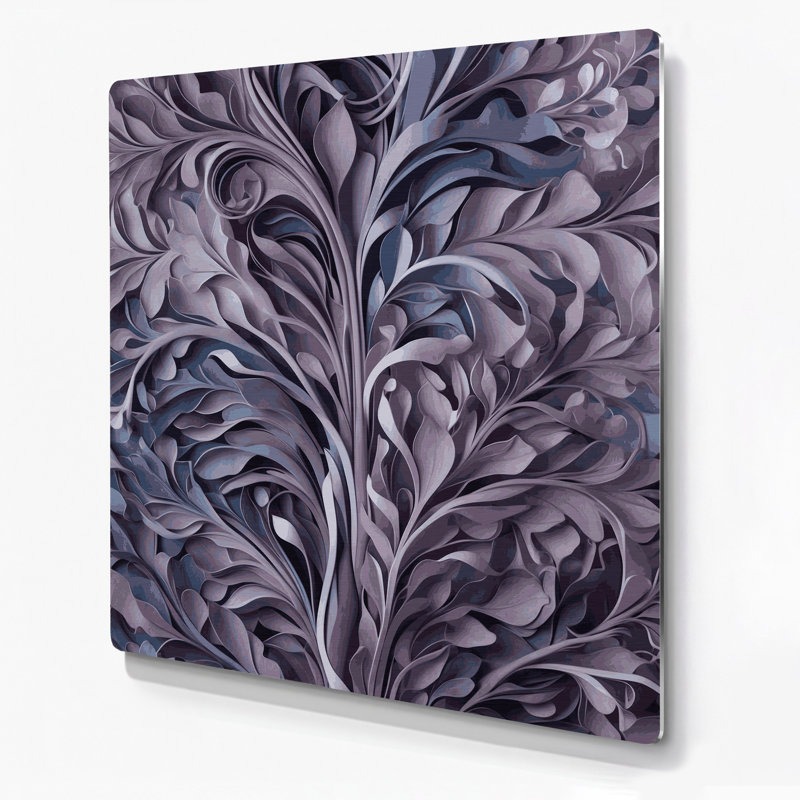 Abstrait floral 84, art mural en métal mauve