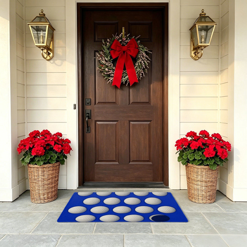 Solid Blue Golf Ball Pattern 24" x 36" Floor Mat Interior and Exterior Decor