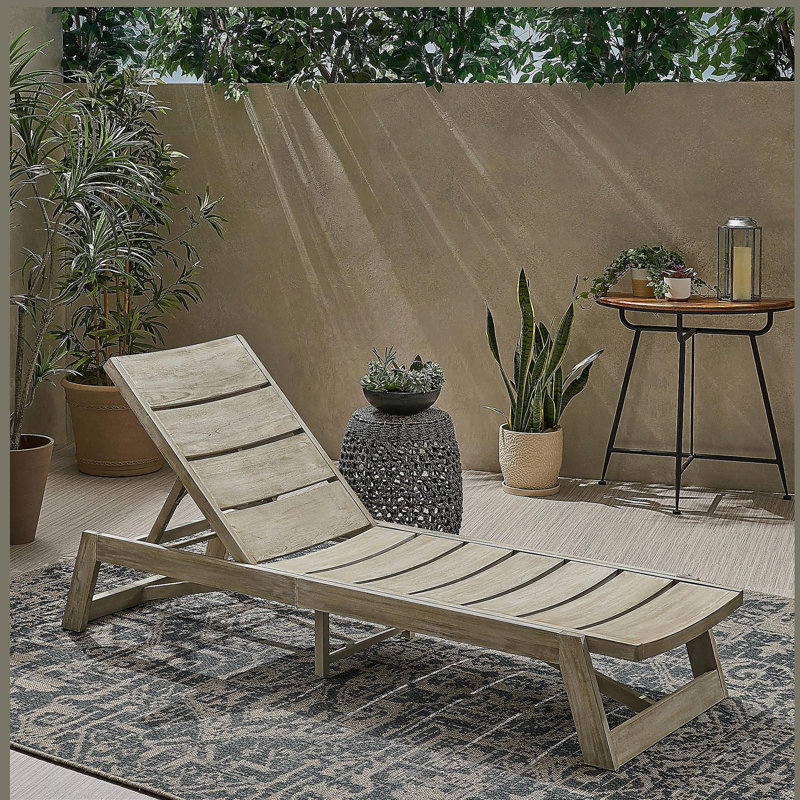 Chaise longue en bois, Gris, 1