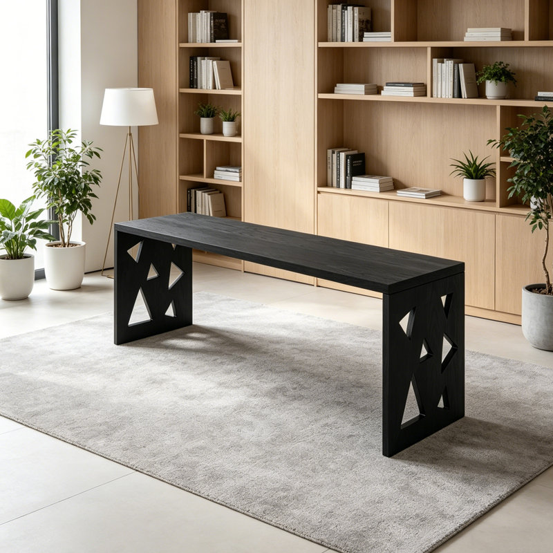 Bureau long en bois de frêne Creative Design, H 29,52 po x l 62,99 po x P 23,62 po