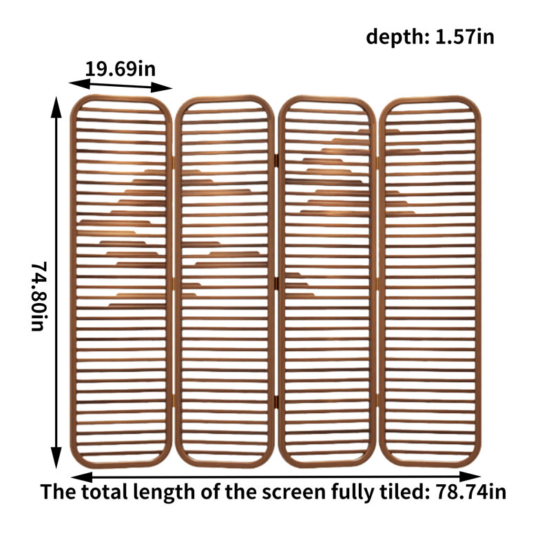 Paravent en bois de noyer, H 74,8 po x l 78,74 po x P 1,57 po
