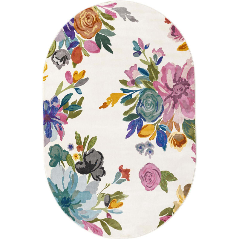 Aludra Floral Indoor Rug, Oval 5'3" x 7'10"