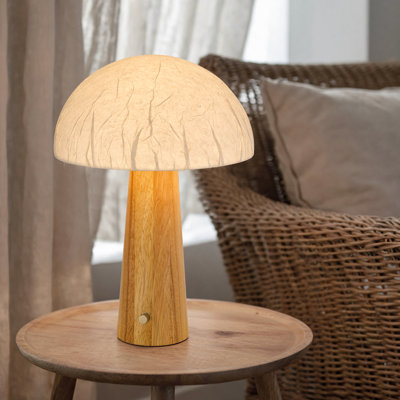 Lampe de table en bois de 19,5 po de hauteur avec finition chêne clair et abat-jour conique