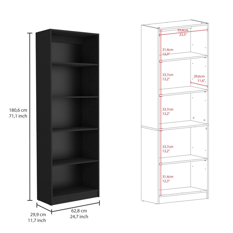 Union de bibliothèque noire pour salon 3: 4 tablettes minces, 2 portes pour différents espaces de rangement: assemblages divers