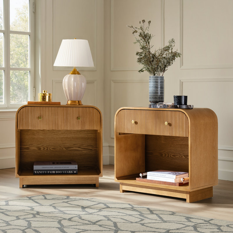 Ensemble de 2 tables de bout avec tiroir Melisa Cassella, Chêne