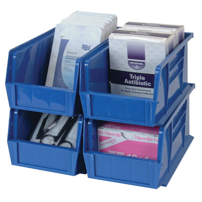  QUS230BL - Ensemble de 12 bacs de rangement ultra empilables et suspendus L 11 po x l 6 po x H 5 po, Bleu