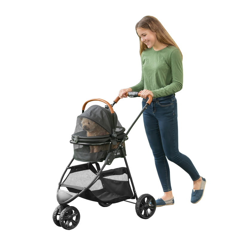 Jet Black Aluminum 3-in-1 Pet Travel Stroller System