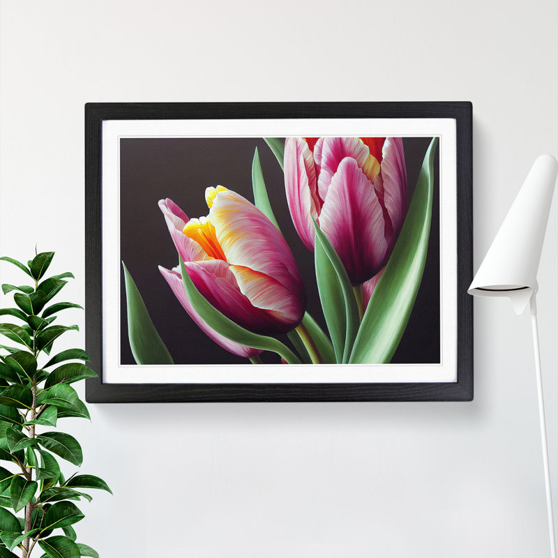 Awe Inspiring Tulip Flowers - Framed Print, 25cm H x 34cm W x 2cm D, Black