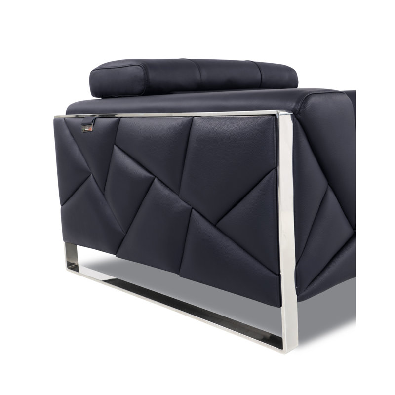 Fauteuil en cuir italien Global United, Black, Silver