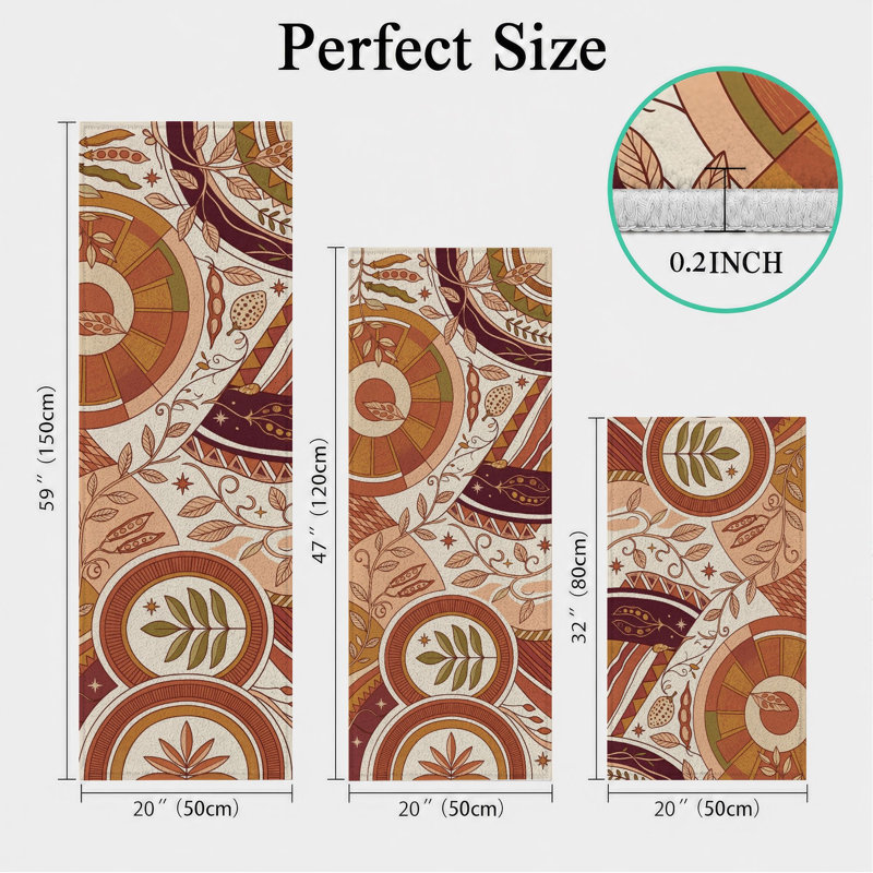 Tapis de cuisine lavables antidérapants Earthy