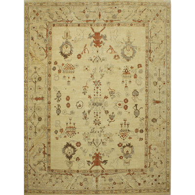 Wool Oriental Area Rug in Cream