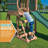 Swing Sets For Backyard, 4-in-1 Outdoor Swing Set With Slide, Climbing Rock Wall, And Soft Cushion Swings For Backyard Playground