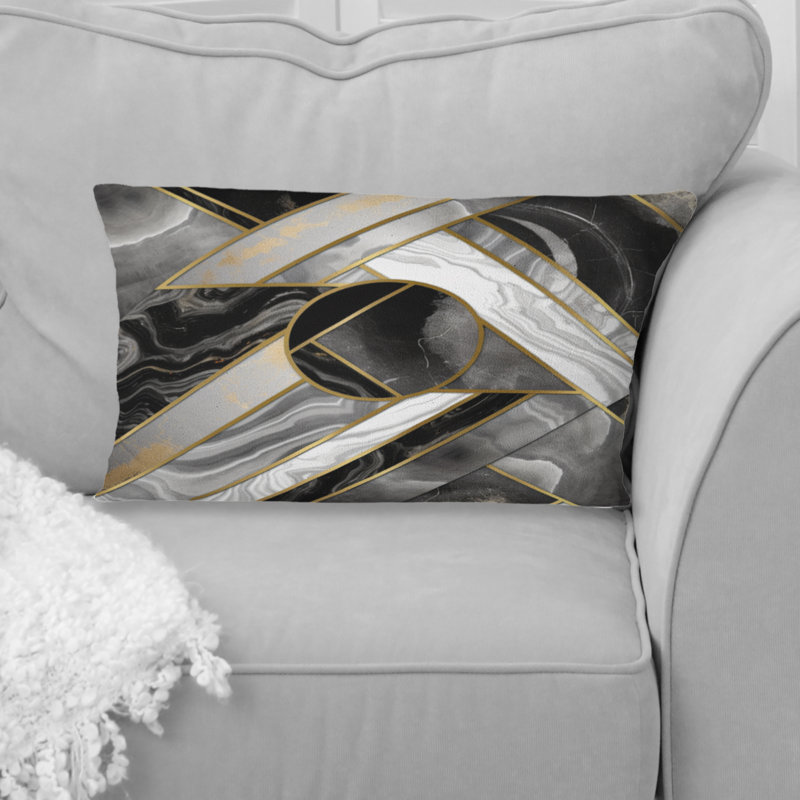 Coussin décoratif en marbre granit agate avec touches dorées XVIIIème