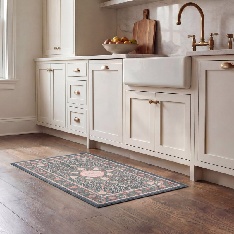 Laura Ashley Corwin Printed Chenille Rugs Set, 20" x 32" / 26" x 45", Navy