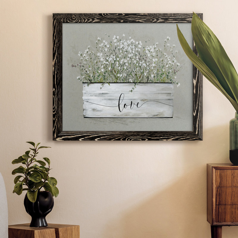 " Bouquet Of Grace Bucket Love " Painting Print, Black, 20" H x 17" W x 1.5" D
