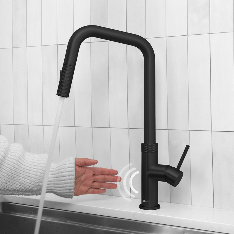Robinet de cuisine monocommande à poignée simple noir, Noir mat