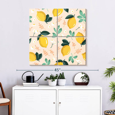 Motif Yarlin citron et fleurs