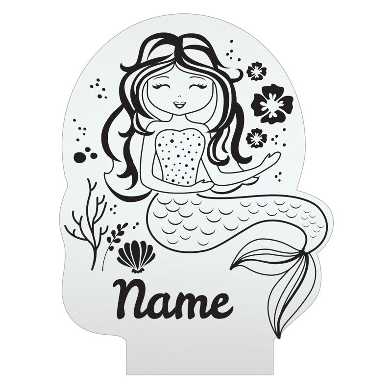 Veilleuse Happy Mermaid à DEL avec nom personnalisé gravé au laser sur un insert en acrylique, Oui