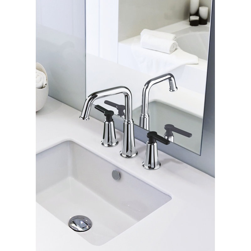Momenti™ Widespread Bathroom Faucet with Drain Assembly, Brushed Nickel/Black