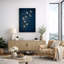 Oiseau volant indigo bleu marine, images de chambre à coucher minimalistes abstraites rétro, impression sur toile encadrée-115239313-115239315-115239317