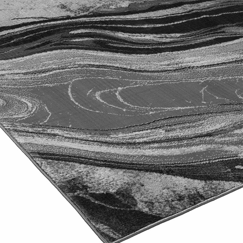 Modern Abstract Marble Area Rug – 100% Polyester Living Room Carpet, Antistatic, Soil & Water Repellent, Colourfast Indoor Rug