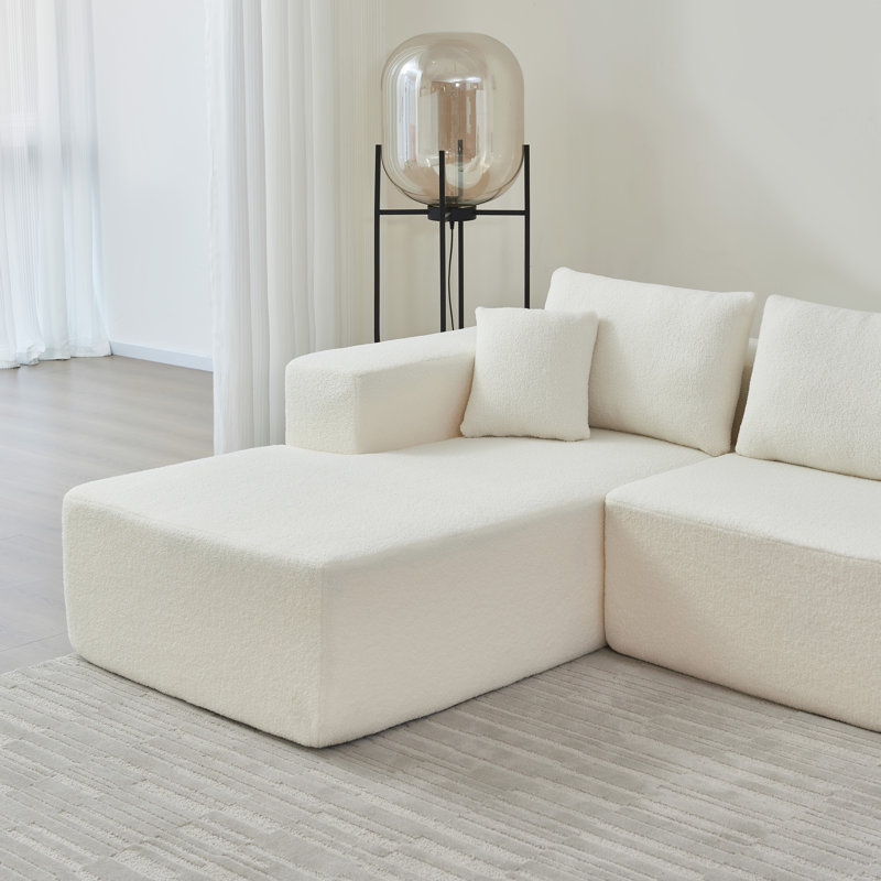 Canapé modulaire rembourré 2 pièces Cotman, Mélange de polyester blanc