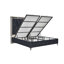 Grand lit tapissier contemporain avec rangement pratique et velours en tissu d'ameublement hydraulique gris minuit