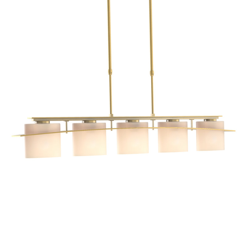 Arc 5 - Light Kitchen Island Linear Pendant, Opal, Modern Brass