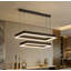Lustre moderne à DEL rectangulaire, luminaire suspendu à intensité variable avec luminosité et température de couleur réglables pour îlot de cuisine, salle à manger et salon